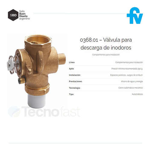 Valvula Automatica Descarga Inodoro Fv 368.01 Para Baño