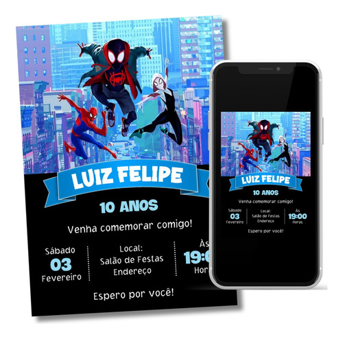 Convite Digital Homem-aranha No Aranhaverso