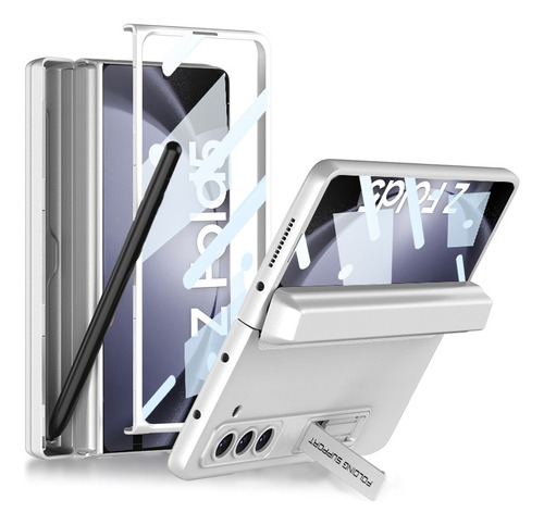 E Funda Plateada Con Tapa Para Samsung Galaxy Z Fold5 E