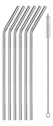 Set X4 Sorbete Bombilla + Cepillo Limpiador Acero Inoxidable Color Plateado