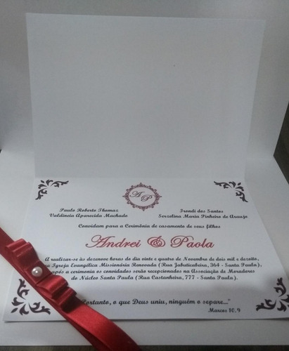Imagem 2 de 3 de Kit 20 Convites De Casamento