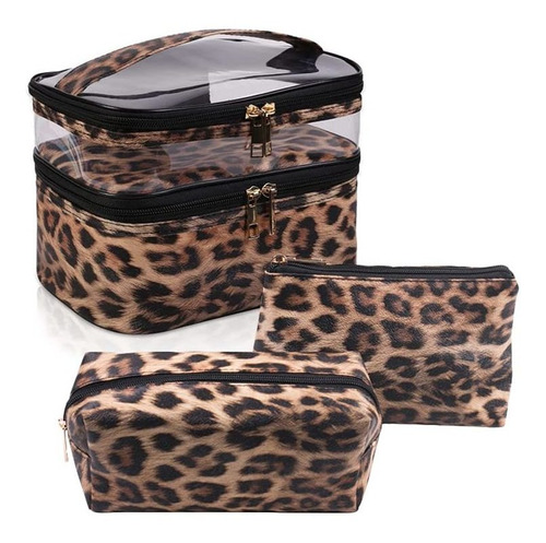 Fumxin Bolsa De Cosmticos Con Estampado De Leopardo Con Bols