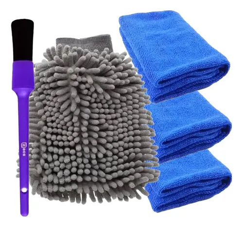 3 Toalha Pano de Microfibra Detailer Automotivo + Luva Microfibra Detailer + Pincel Zacs Externo no 14 Azul — R$ 36,35 em Mercado Livre, 39% OFF