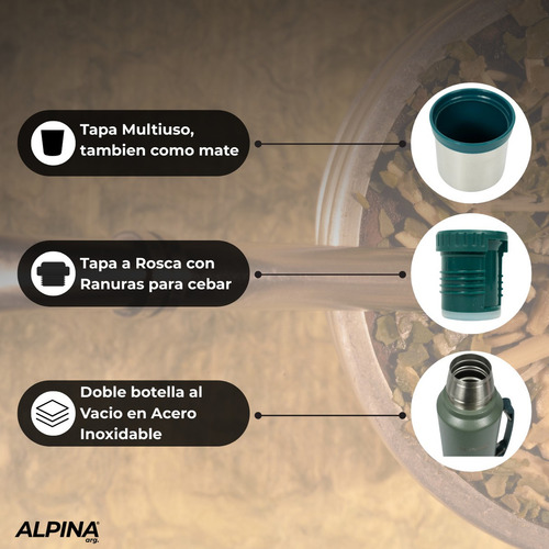 Termo Acero Inoxidable Alpina Classic 1 Litro Verde