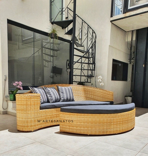 Chaise Dubai 2m C 02 Banco Puff Baú Fibra Sintética Exclusiv