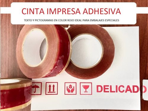Imagen 2 de 10 de Cinta Adhesiva Impresa Delicado Sellado 48mmx200mt