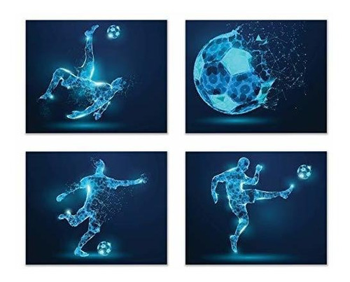 Láminas Artísticas De Fútbol Para Pared, Juego De 4 (8 X 