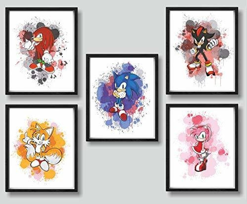 Pósteres Print A To Z - Sonic The Hedgehog Movie Watercolor 