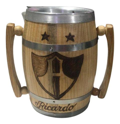 Tarro Madera Personalizado Cervecero Taza Aluminio 2.5 Litro