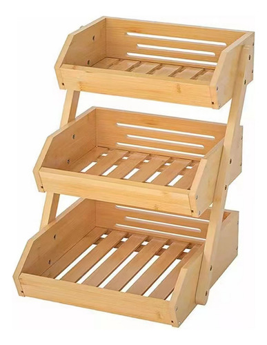 Cesta De Frutas De Bambú De 3 Niveles Soporte Para El