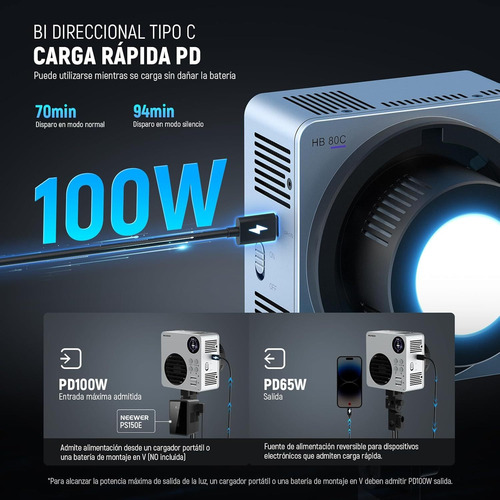 Neewer Hb80c Rgb Luz Vídeo Led 80w Mini Rgb Cob Luz
