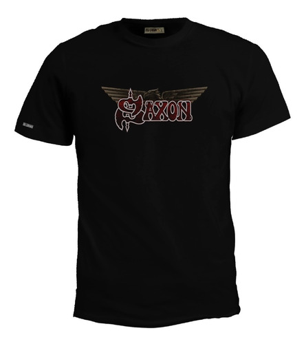 Camiseta Estampada Saxon Logo Banda Rock Águila Hombre Bto 