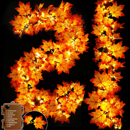 Temporizador + 8 Modo 2 Guirnalda Luz Otoño Decoracion Total