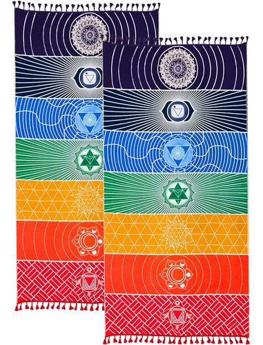 Neasyth 2pcs Chakra Meditación Mat Yoga Alfombra Playa Prote