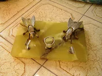 Comprar Antigua Escribanía Dos Guarda Plumas En Bronce Base Mármol