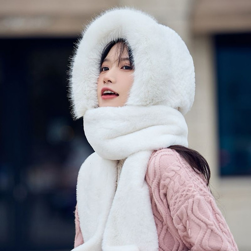 Conjunto 2 En 1 Gorro Bufanda Abrigado Invierno Frío Peluche Rosa Único