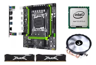 Kit Gamer Placa Mãe X99 Intel Xeon 2670v3 C/ 16gb Ram Cooler