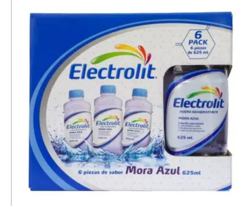 Electrolit Suero Rehidratante Mora Azul 6 Pzas De 625ml C/u