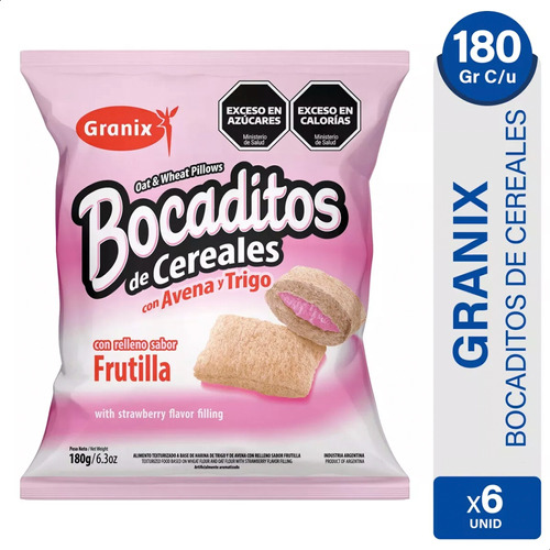 Bocaditos Cereal Granix Avena Y Trigo Relleno Frutilla X6