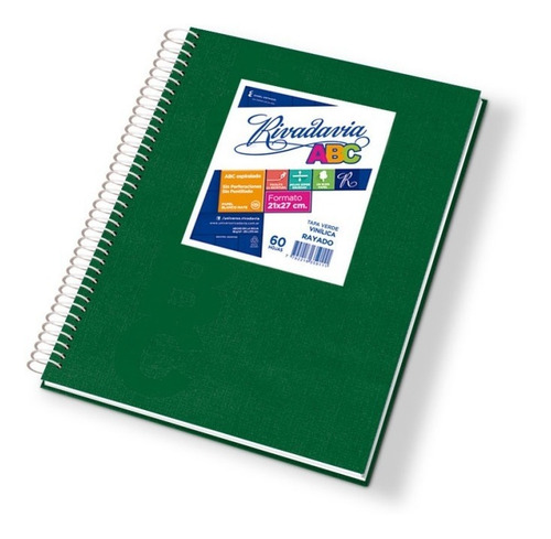 Cuaderno Abc N°7 21x27cm Espiral Verde Rivadavia 60h Rayadas