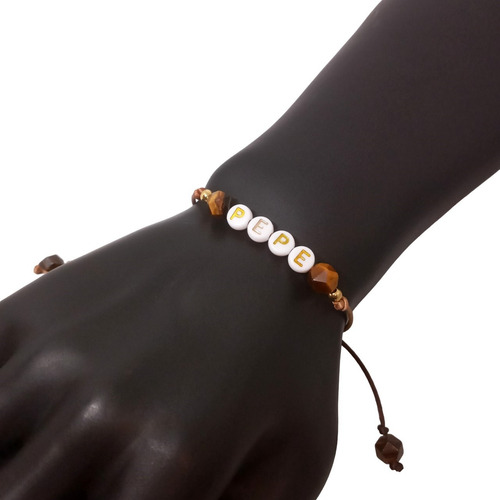 Pulsera Hombre | Nombre Pepe | Cuarzo Marrón - Joyas Lucyana