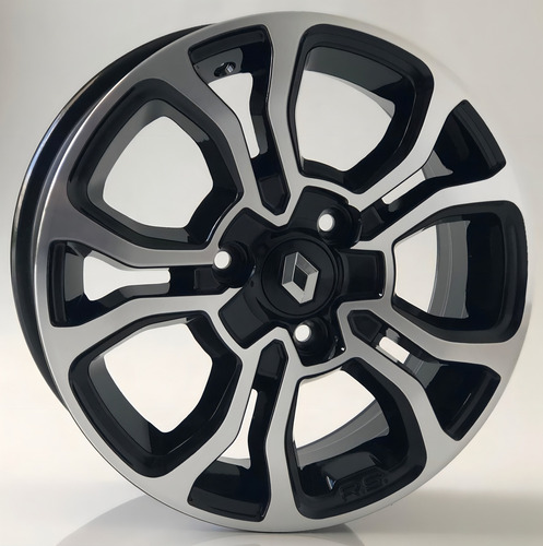 Rodas Renault Kwid Rs Aro 14 (jogo) + Bicos + Anéis Cor Preto Com Diamantado