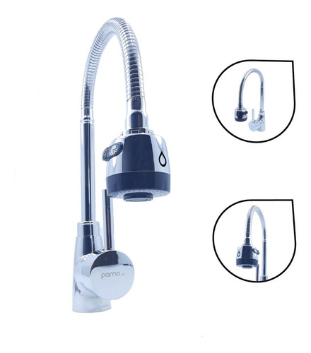 Imagen 7 de 7 de Grifería Lavaplatos Cuello Flexible Cromada Original Pamo