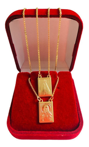 Escapulário Nossa Senhora Aparecida Ouro 18k 60 Cm Banhado Cor Dourado