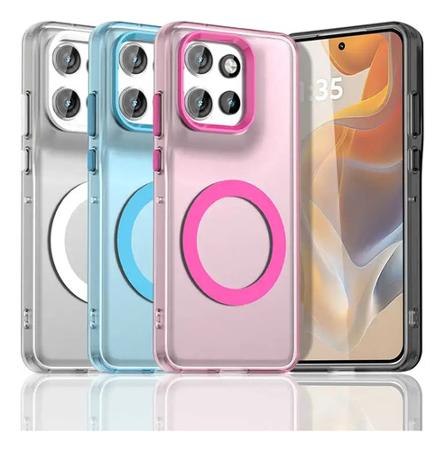 Funda Transparente Para Motorola Edge 50 Neo Moto G35 S50 Con Soporte Magnético, Soporte Duro A Prueba De Golpes