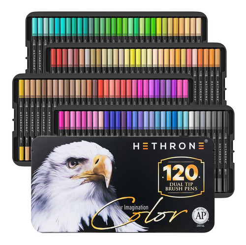 120 Colores Dual Markers Brush Pen  Marcadores Libros D...