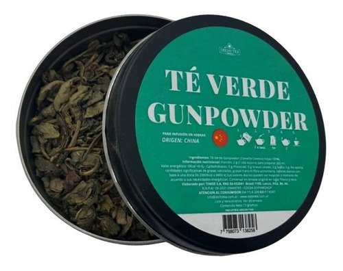 Imagen 1 de 5 de Lata Delhi Tea Origen X 15 G. - Té Verde Gunpowder