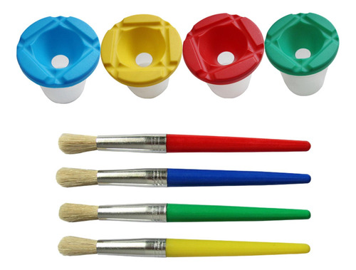 4x Vasos De Pintura Y Pinceles Para Pintar Para Niños