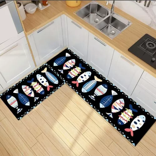 GENERICO Alfombra Para Cocina Piso Entrada Baño Antideslizante Juego2