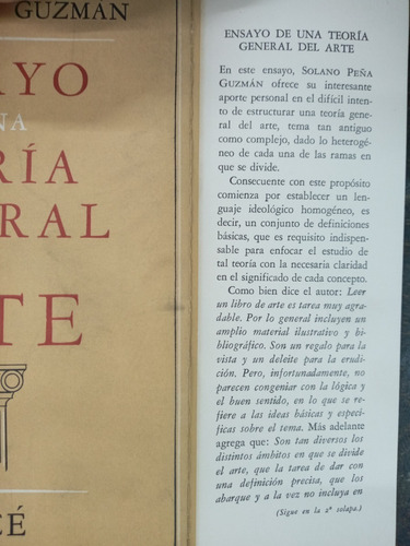 Imagen 2 de 5 de Ensayo De Una Teoria General Del Arte * Solano Peña Guzman *