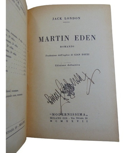 Adp Martin Eden Jack London / Ed. Modernissima 1927 Verona
