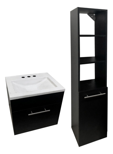 Muebles Baño Vanitory Puerta Bacha + Tolva Colgante Estantes