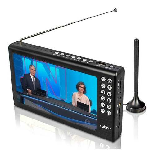 Tv Portátil Digital Tela 7 Hd Bateria Sd Av Usb Fm Mp3 Vídeo