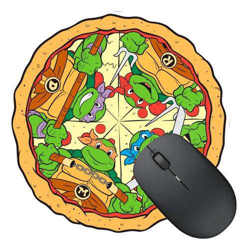 Mousepad Alfombrilla Circular Nueva Tortugas Ninja Pizza