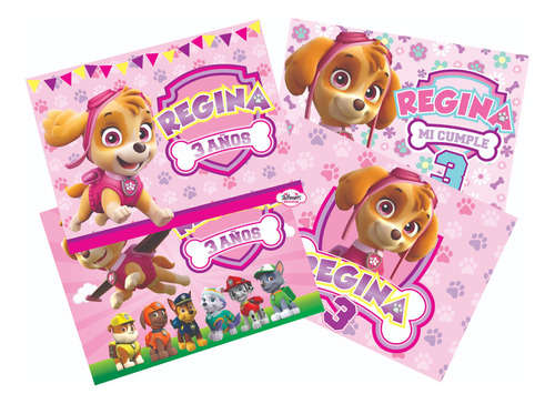 Lona Decorativa Paw Patrol Skye  Personalizada 2mt X 1.50