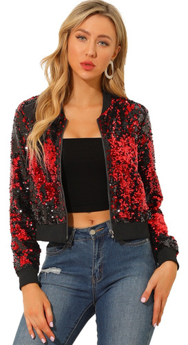 Chaqueta Bomber De Lentejuelas Con Cremallera Fiestas