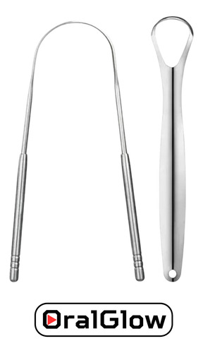 Limpia Lengua Acero Inoxidable Higiene Bucal Plateado