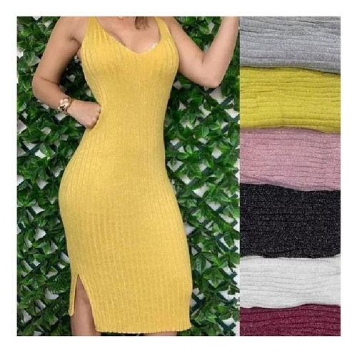 Vestido Ajustado Midi Lanilla De Verano