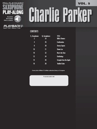 Charlie Parker (saxophone): Play 8 Songs With Notation And