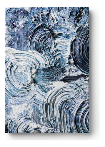 Cuadro Arte Abstracto 70x50cm Impreso En Lienzo Canvas Azul Y Blanco