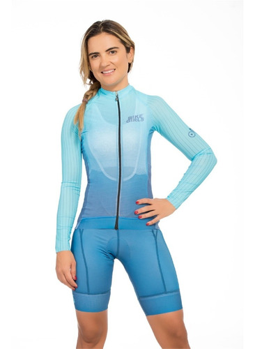 Camiseta Jersey Bikegirl Light Aqua To Dark Dama