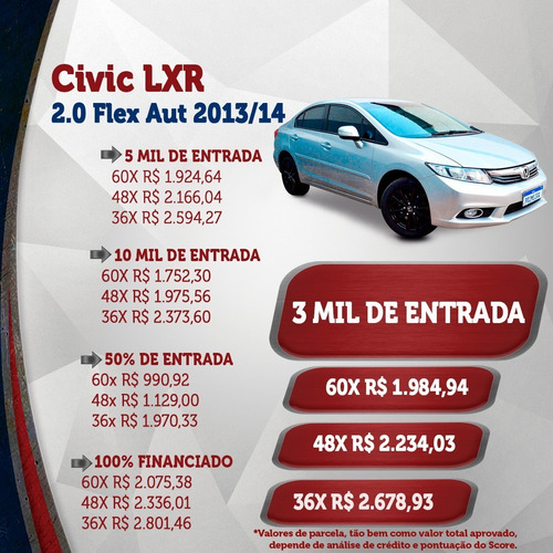 Imagem 4 de 15 de Civic Lxr 2.0 Flex Automático 2013/14 Com Central Multimídia