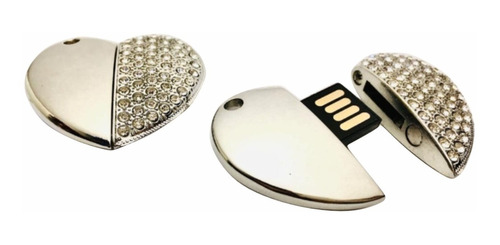 Kit 25 Uni. Pen Drive Coração Com Strass 64gb 