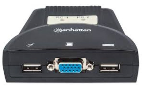 Imagen 3 de 5 de Mini Switch Kvm Usb 2 En 1 Manhattan 151245 Negro / V /v