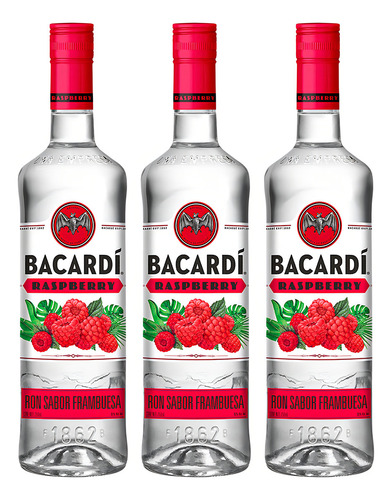 Paquete De 3 Ron Bacardi Razz 750 Ml