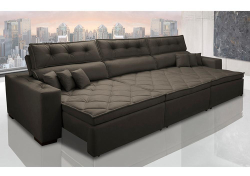 Sofá Retrátil E Reclinável 4,12m Austin Molas Suede Caf